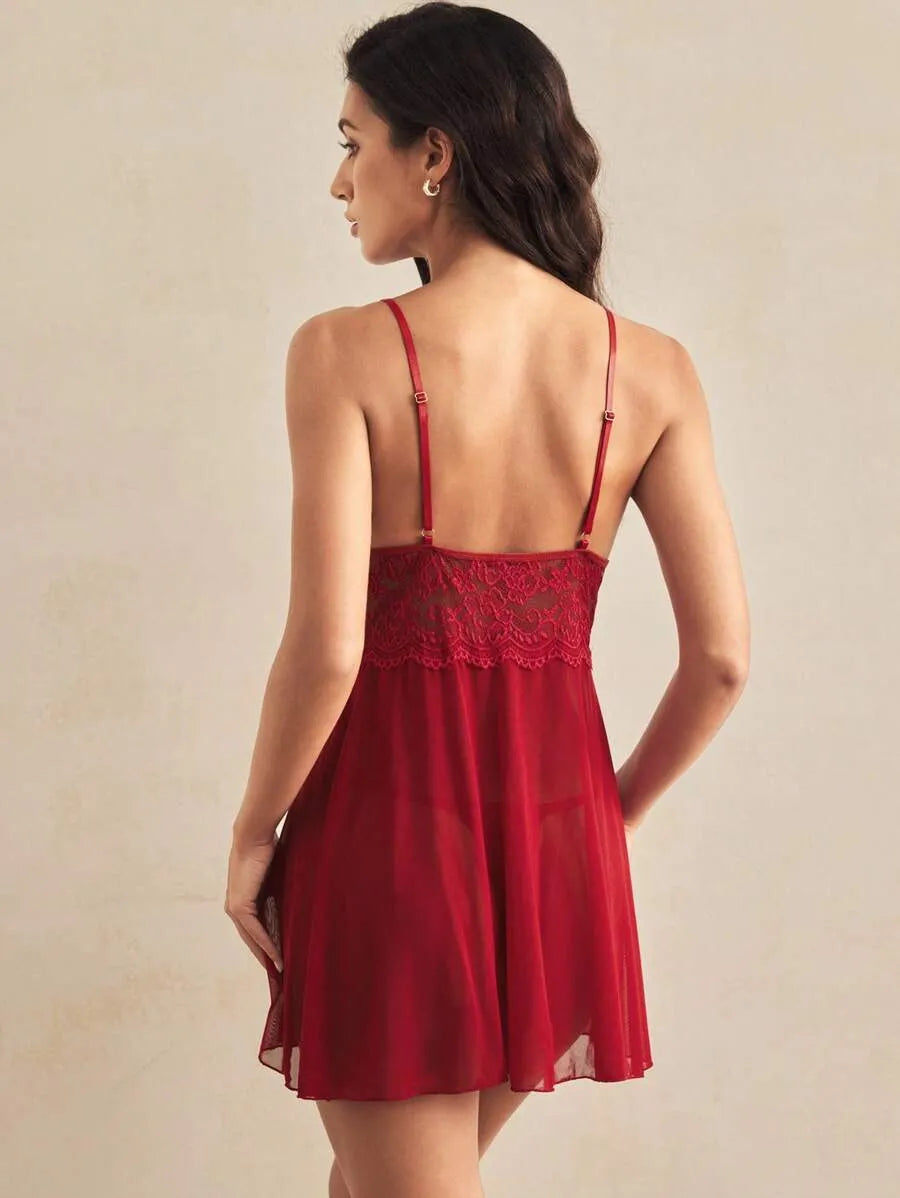 Charlaine Women's Lace Insert Adjustable Strap Sexy Pajama Nightdress – Elegant and Comfortable Sleepwear for Summer Nights, Lounging, and Relaxation